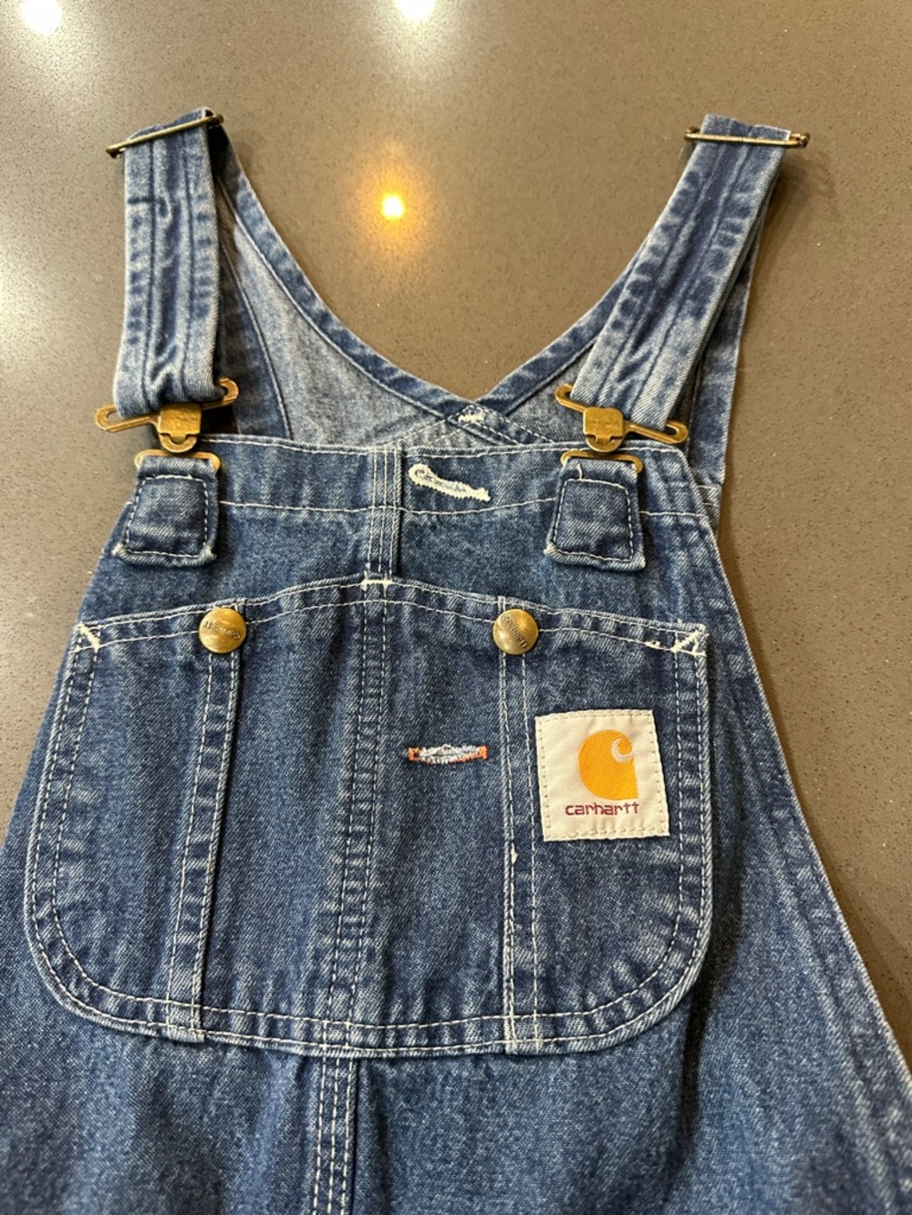 Carhartt Bib Overalls Mens 30x30 Darkstone Cotton Blue R07 DST Denim Workwear - Picture 2 of 7